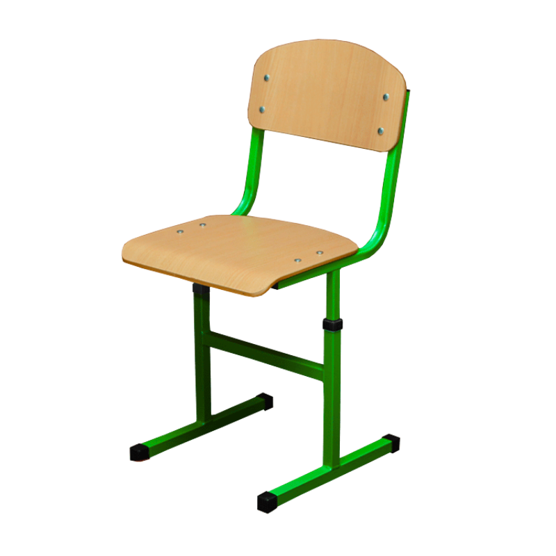 Стілець учнівський Т-подібний, на квадратній металевій трубі, з покриттям фанери пластиком HPL, ростові групи №4-6, АЛМАНТ, 380х448х736-816 мм, (h=380-460 мм).